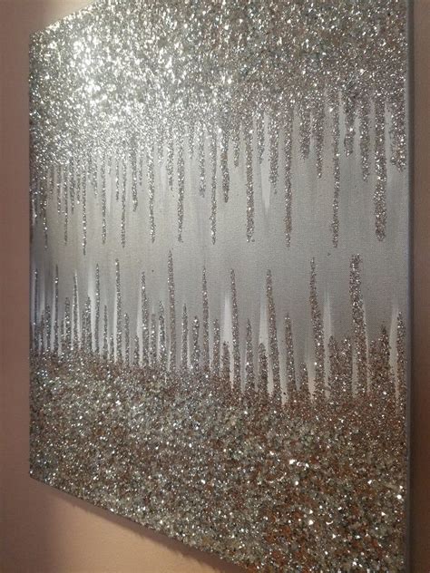 Original Silver Waterfall Abstract Glitter Art Glitter Wall Art