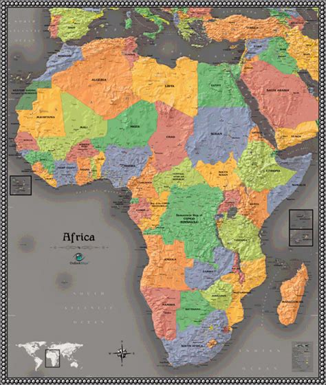 Africa Physical Wall Map By Outlook Maps Mapsales Images