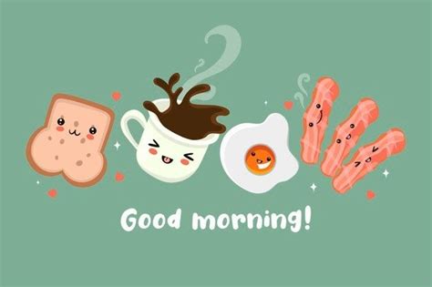 Premium Vector Postcard With A Cute Breakfast Good Morning Good