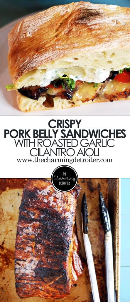 Crispy Pork Belly Sandwich With White Cheddar Tomatoes And Roasted