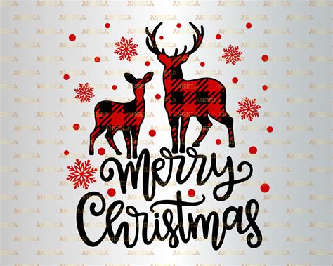 Merry Christmas Svg Plaid Deer Svg Winter Holiday Svg Stag Etsy