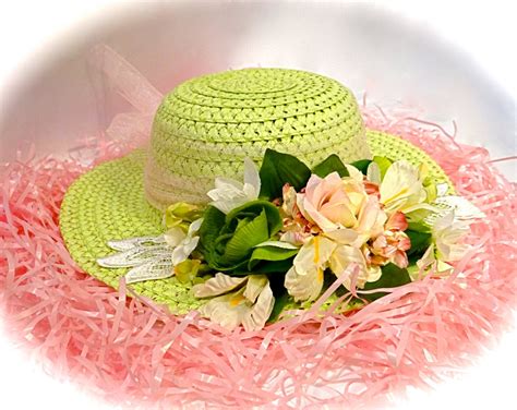 Girls Tea Party Hat Lime And Pink Flower Girl By Marcellefinery
