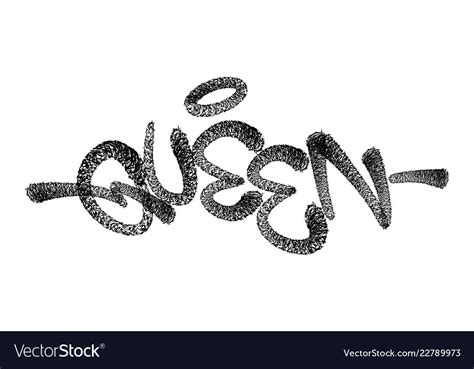Sprayed Queen Font Graffiti With Overspray In Vector Image