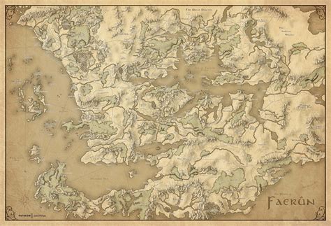 Parchment Version Of Faerun Map From Forgotten Realms Poster Etsy