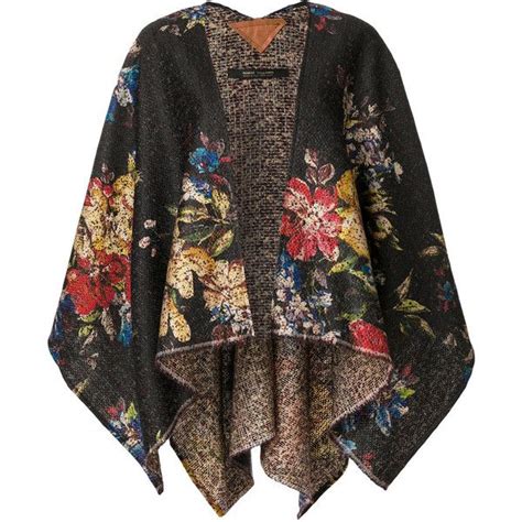 Ermanno Gallamini Floral Print Cape 385 Lyd Liked On Polyvore