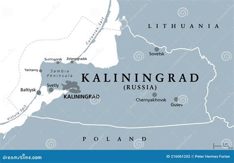 Kaliningrad Region Kaliningrad Oblast Gray Political Map Stock Vector Illustration Of