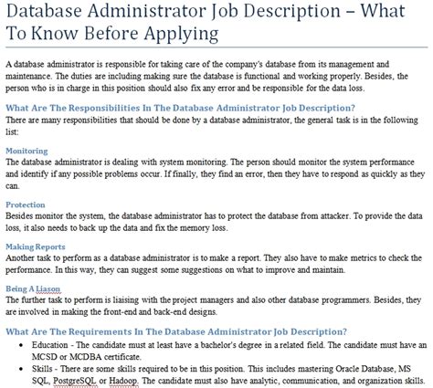 Database Administrator Job Description What To Know Before Applying