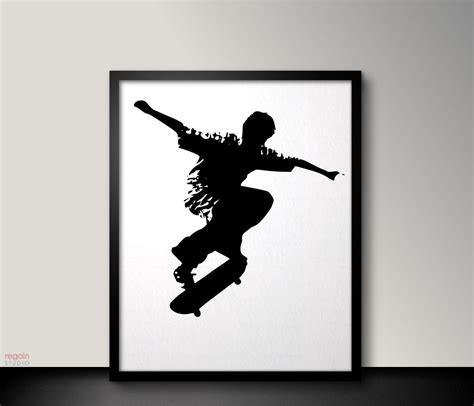 Skateboard art Jump Skateboard wall art Skateboard poster