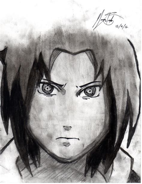 Naruto Shippuden Sasuke Uchiha Charcoal Drawing By