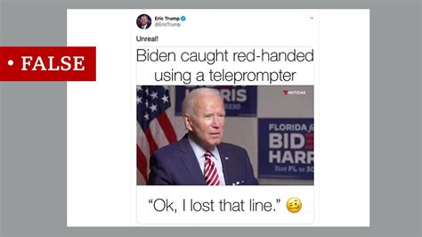 Us Election 2020 Eric Trump Shares False Biden Teleprompter Rumour Bbc News
