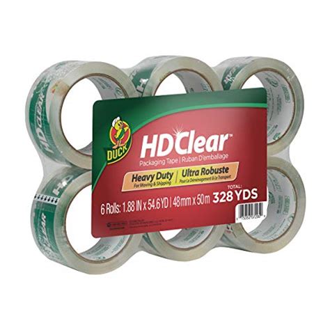 Duck Hd Clear Packing Tape 6 Rolls 328 Yards Heavy Duty Packaging