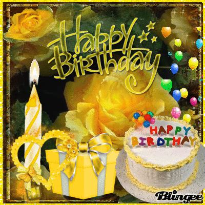 Yellow Rose Gift And Candle Happy Birthday Gif Pictures Photos And Images For Facebook