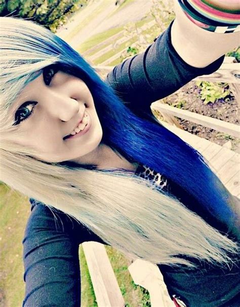 Half Blue Half Blonde Emo Hair Hair