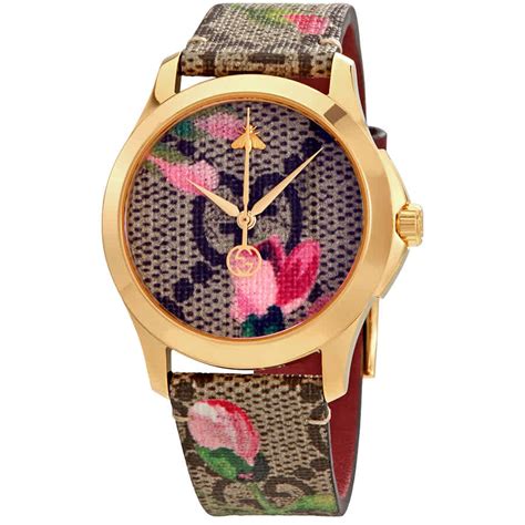 Gucci G Timeless Pink Blooms Print Dial Ladies Watch Ya1264038 Ebay
