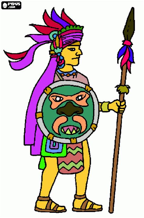 ¡no olvides imprimir tu dibujo! guerrero azteca para colorear, guerrero azteca para imprimir