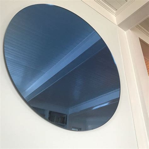 Blue Midcentury Mirror Hanging Blue Wall Mirror With Light Etsy Blue Wall Mirrors Lighted