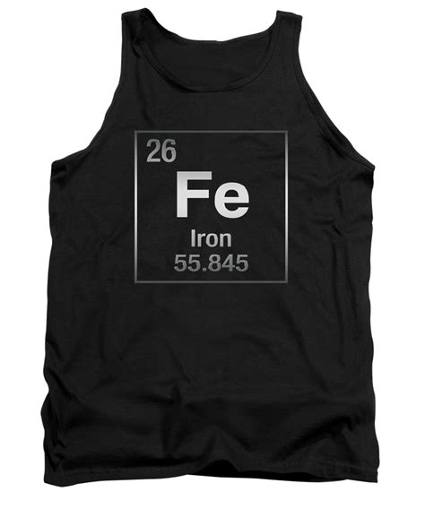 Periodic Table Of Elements Iron Fe On Black Canvas Tank Top By