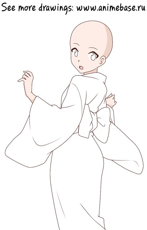 Girl In Kimono Base In Clothes Frankendolling Drawing Base Anime