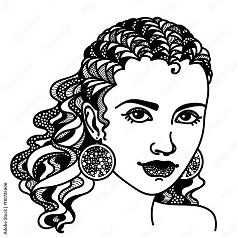 Zentangle Stylized Girl Stock Vector Adobe Stock