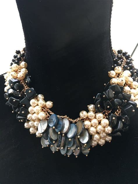 90s Glam Chunky Cluster Bead Statement Necklace Multi Strand Faux
