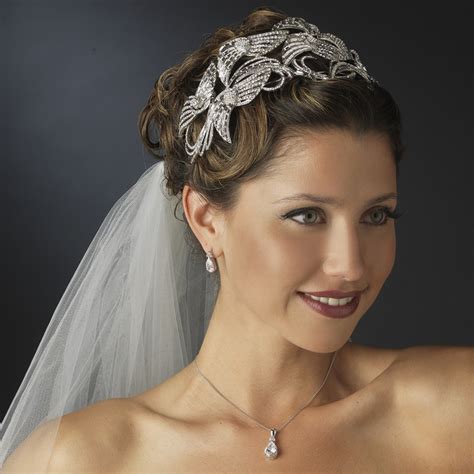 royal silver clear rhinestone bridal tiara elegant bridal hair accessories
