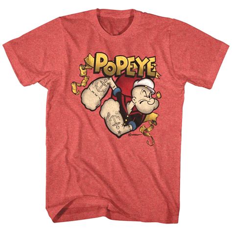 Popeye The Sailorman Bursting Through T Shirt Graphic Tees