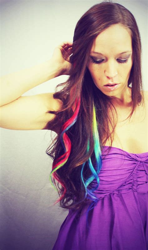 Rainbow Human Hair Extensions Colored Hair Extension Clip Etsy