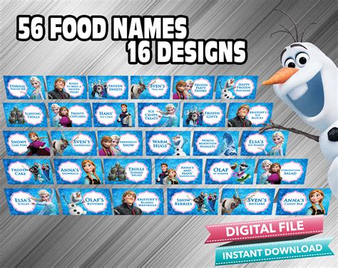 Frozen Food Tent Food Label 56 Food Names 16 Designs