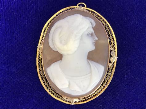 Antique 10k Gold Carved Shell Cameo Brooch Pin 124g 2 X 15