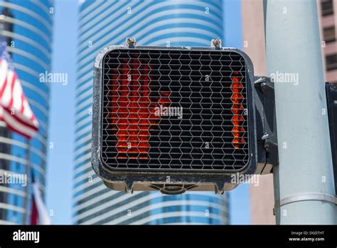 Pedestrian Stop Sign At Traffic Light Houston Usa Stock Photo Alamy