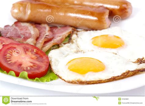 Breakfast With Fried Eggs With Bacon Stock Image Image Of Food