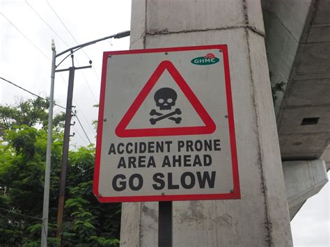 Accident Prone Area Ahead Go Slow Signage Photo Free Road Sign Image