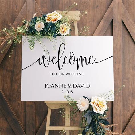 Welcome To Our Wedding Sign Vinyl Decal Wooden Mirror Personalise Bride