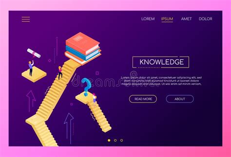 Knowledge Concept Modern Isometric Vector Web Banner Stock Vector