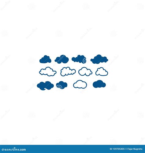 Cloud Shapes Design Vector Set Data Technology Icons Pack Stock Vector