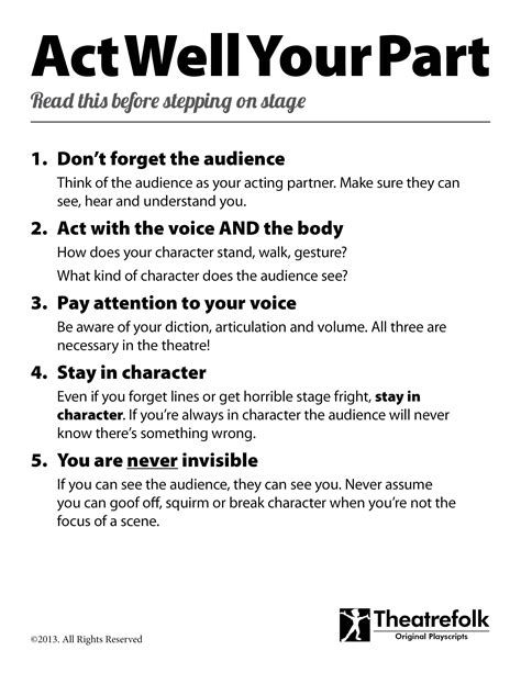 Acting Tips Poster Click To Download A Printable Version Acting