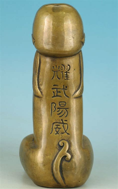 Nice Asian Chinese Old Bronze Carved Penis God Collect Statue Figure