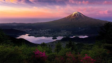 Wallpaper Japan Landscape Sunset Mount Fuji Nature Sky Sunrise