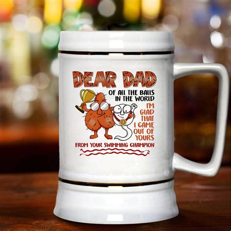 Dear Dad Ball Ceramic Stein Funny Father S Day Beer Mug With Handle Vinco Custom Coffee Mug