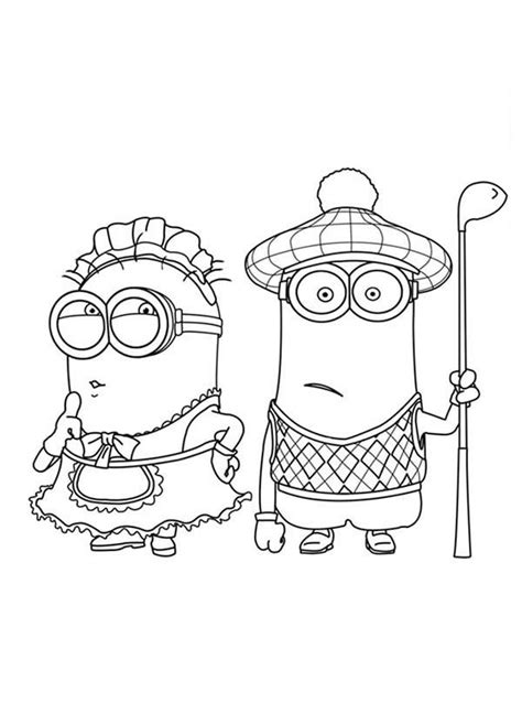 The Mark Maid And Golfer Phil Minion Coloring Page
