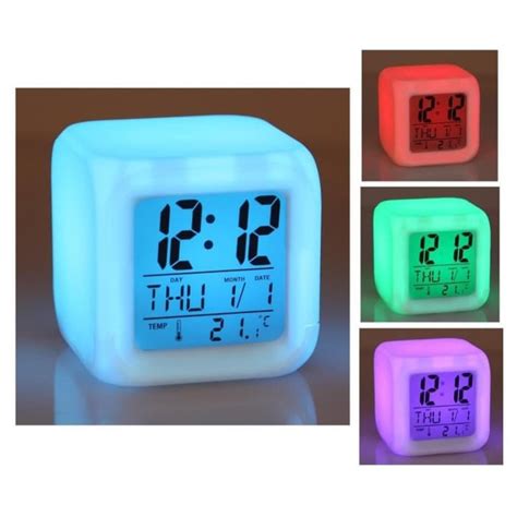 Jual Jam Weker Digital Glowing Alarm Clock 7 Led Color Change