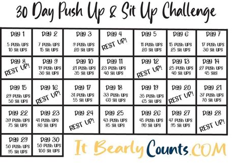 30 Day Push Up And Sit Up Challenge In 2020