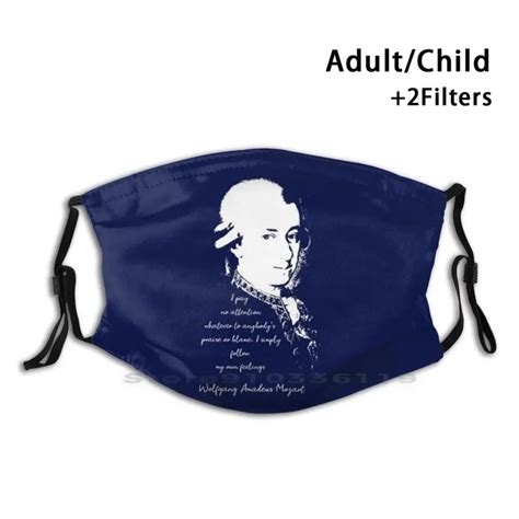 Wolfgang Amadeus Mozart Print Reusable Mask Pm2 5 Filter Face Mask Kids
