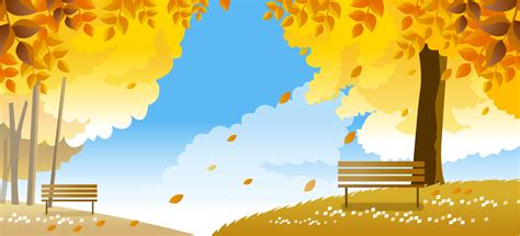 秋のイラストno282『落葉の公園』／無料のフリー素材集【花鳥風月】
