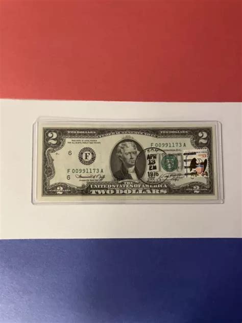 1976 2 Dollar Bill First Day Of Issue Stamp And Postmark April 13