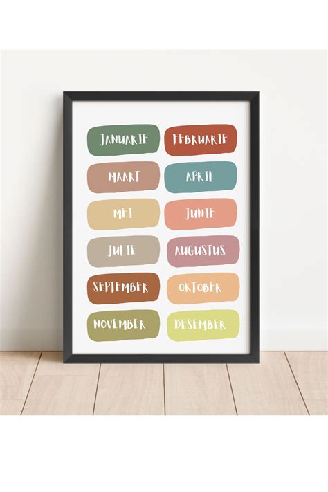 Months Poster In Afrikaans Modern Wall Art Educational Etsy