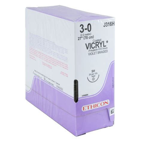 Ethicon Vicryl 27in Size 3 0 Polyglactin 910 Suture With Sh 3 Needle