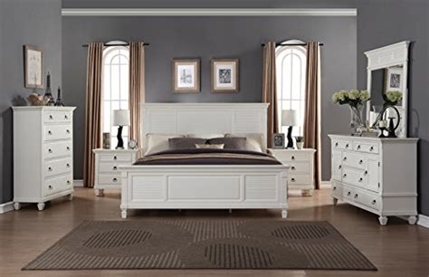 Roundhill Furniture Regitina White Queen Bed Dresser Mirror