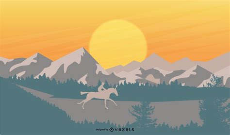 Mountains Sunset Illustration Design Vector Download