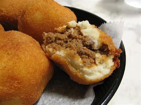 papa rellena cuban potato ball these look good it s mashed potato stuffed with a ground beef